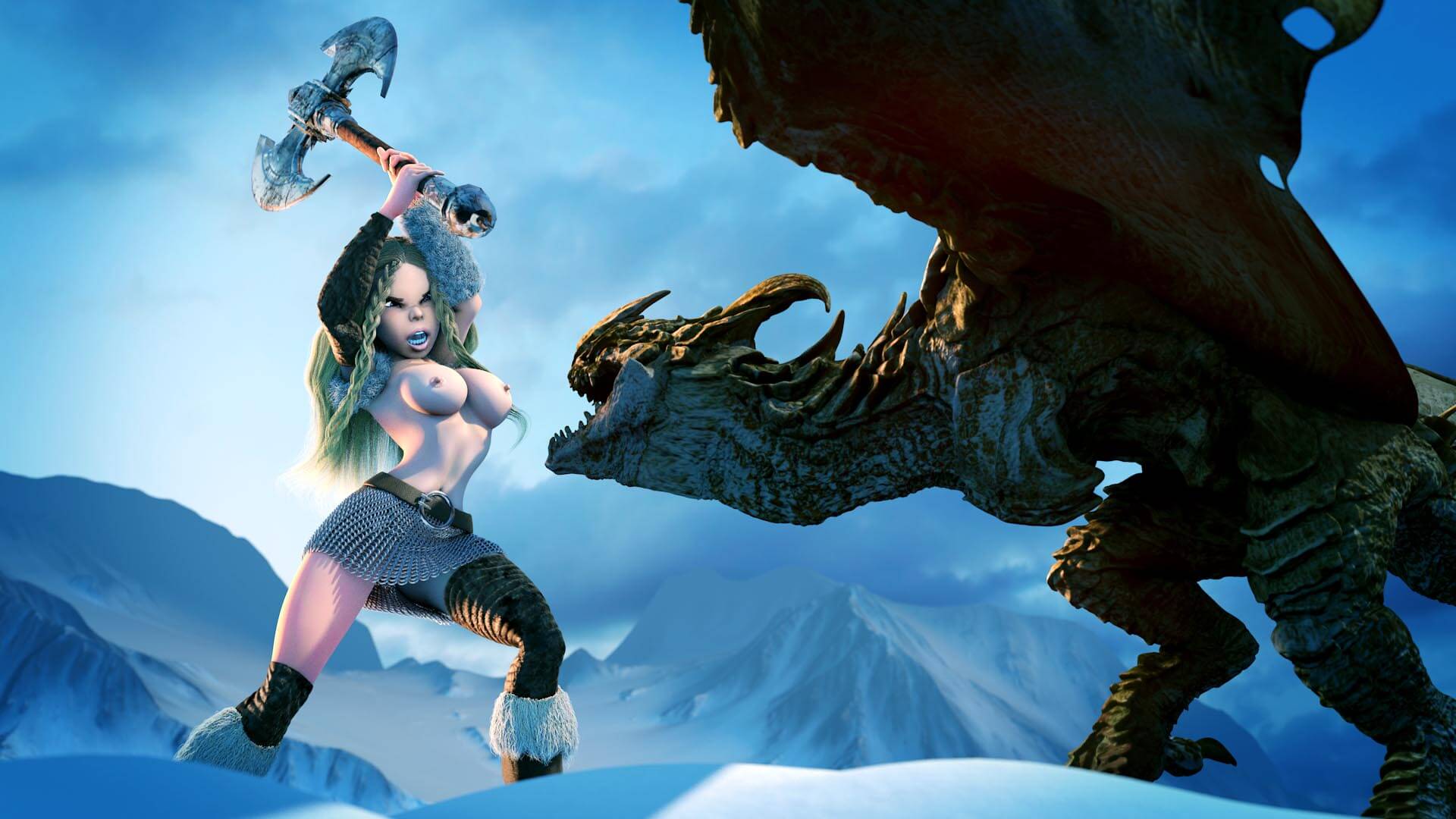 PinUp Drachen, Frau, sexy, Pin-Up, erotisch, Erotik, Drachentöterin, Amazone, Kriegerin