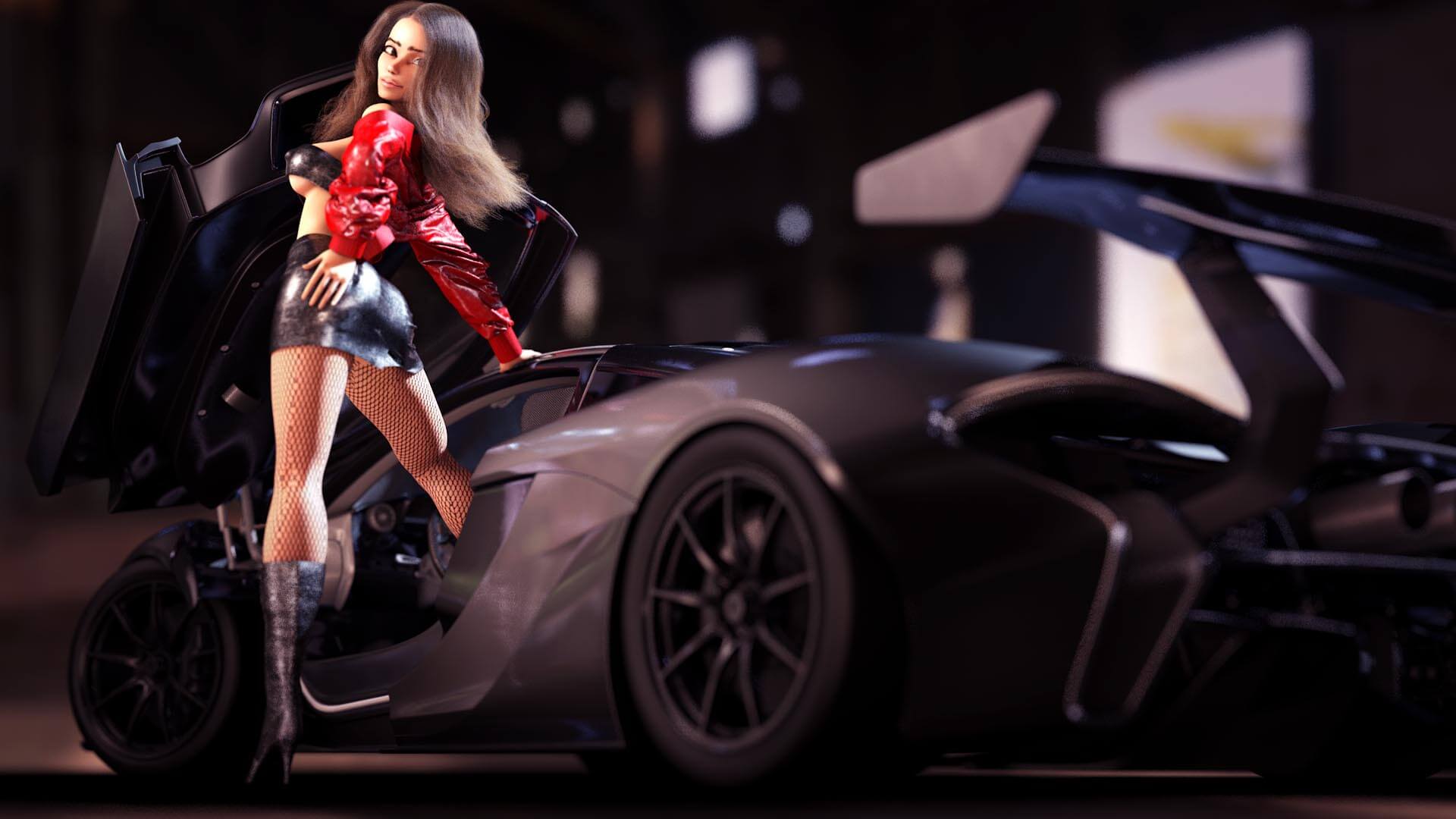 PinUp Supercar, Frau, sexy, Pin-Up, erotisch, Erotik, mclaren, flügeltür, auto